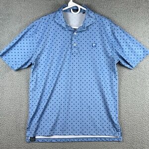Turtleson Polo Shirt Mens Medium Turtle Logo AOP Blue Short Sleeve Performance